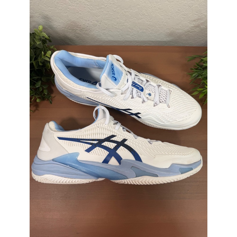 Asics Mens Court FF 3 White Blue Novak Tennis Shoes Size 11.5